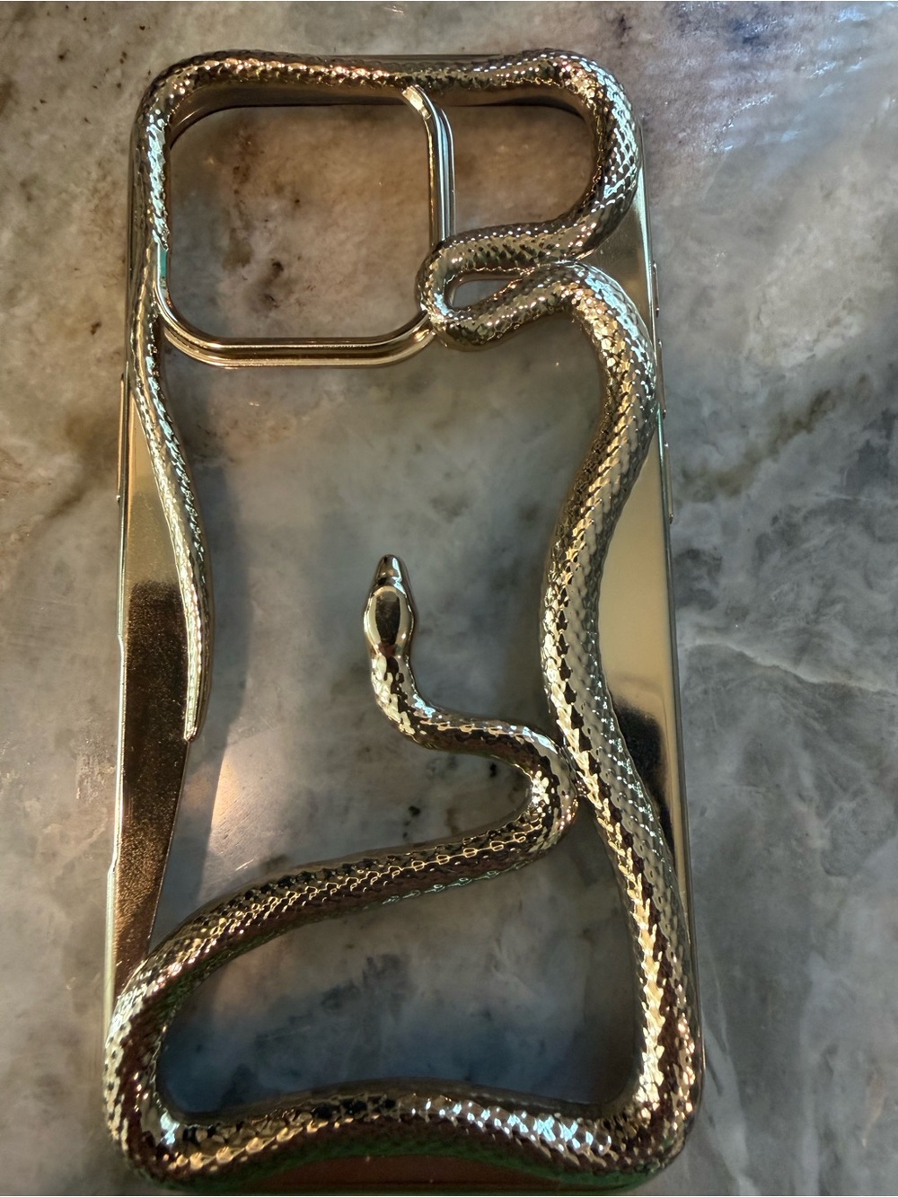 iPhone 16 Pro Gold Snake Design Reptile Phone Case - Gold